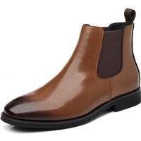 Men Chelsea Boots British Style Business Leather Boot Fashion Casual High Top Boots Men's Winter Plush Warm Business Dress Boots