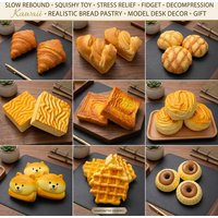 Slow Rebound Squishy Toy Stress Relief Fidget Decompression Kawaii Realistic Bread Pastry Model Desk Decor Gift