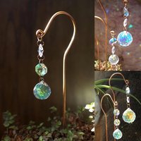 1Pcs Sun Catcher Crystal Ball Decorative Accent Plant Stump Flower Pots Pile for Garden Lawn Uses