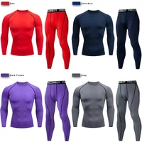 2pcs Men's Compression Sportswear Suit Elastic Training Yoga Sets Workout Jogging Fitness Clothing Tracksuit Pants Sporting