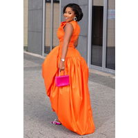 Robe longue asymétrique en satin sans manches avec fente et jupe ballon pour femme – Idéale pour les invitées de mariage, les cocktails et les soirées formelles