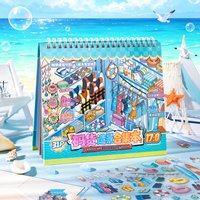 Miniature Summer Beach Scene Sticker Book 17.0 Version 10 Scenarios Opaque Stickers For Journal Scrapbooking DIY Decor Crafts