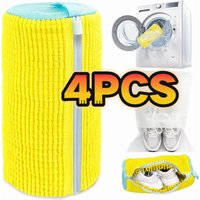 Reusable Breathable Fabric Mesh Shoe Wash Bag Zipper Closure Plush Soft Lining Shockproof For Shoes in Household Washing Machine