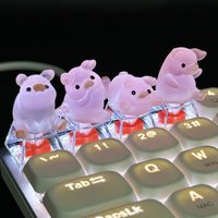 NEW Cute Cartoon Transparent Pink Pig Key Caps DIY Hand-Made Personalized Mechanical Keyboard Dedicated Keycaps