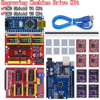 CNC shield v3 V4 Engraving Machine 3D Printe+ 4pcs DRV8825/A4988 Driver Expansion Board For NANO 3.0 / For UNO R3 with USB cable