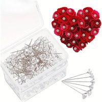 50/100pcs Bouquet Pins Flower Pin Round Diamond Crystal Floral Pins Rhinestone Wedding Corsages Pins Diamond Head Straight Pin