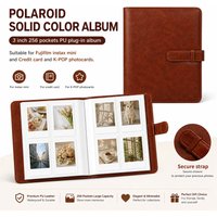256 Photos Polaroid Album, 3 Inch - PU Leather Cover, Fits Fujifilm Instax Mini Film, Cards, Tickets - Multiple Colors