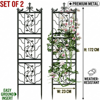 2pcs Metal Garden Trellis 172cm Height Durable Decorative Plant Support Stakes for Outdoor Climbing Plants