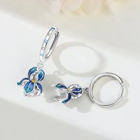 MISEFF S925 Sterling Silver Earring Blue Iris Earring Butterfly Orchid Eardrop Original Fashion Jewelry Birthday Gift For Women