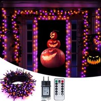 Lampki LED Fioletowo-Pomarańczowe Halloweenowe Lampki Sznurowe Lampki Dekoracyjne Zewnętrzne na Taras Ogród Ulica Dom Boże Narodzenie Nowy Rok Impreza