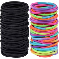 10/50pcs 4mm Mix Color Black No Damage Elastics Hair Ties Bands Leagues Pony Tails Holders for Men Women Girls and Boys Bulk