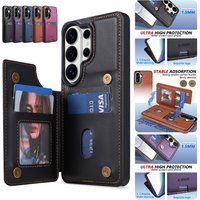 Wallet Card Slot RFID Blocking Magnetic Flip Leather Case For Samsung Galaxy S26 Ultra S25 FE S24 Plus S23 S22 A17 A37 A56 A57