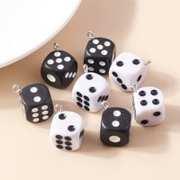 Leslie 10pcs Cartoon Resin 3D White Black Dice Charms Pendants for Cute Earrings Necklaces Handmade Jewelry Making Accessories