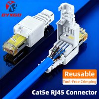 BYXGD Crimp-Free RJ45 Connector Cat5e Toolless Reusable Ethernet Plug Easy Termination Tool-Free Network Cable Head