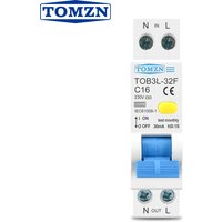 TOMZN RCBO 1P+N 6kA Residual Current Differential Auto Circuit Breaker Over Current Leakage Protection 18MM 230V 50/60Hz