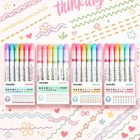 6-24Pcs Kawaii Curve Highlighter Pens, Roller Tip Floral Line Markers, Cute Stationery for School, Office Use & Holiday Gifts