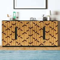 Pvc New Chinese Style Reed Mat Pattern Self-adhesive Decorative Waterproof Wall Sticker for Living Room Wall Removable Wallpaper