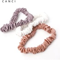 100% Real Mulberry Silk Scrunchies Hair Bands Ties Gum Elastics Ponytail Holders Pure Color for Women Girls 22 Momme 1CM