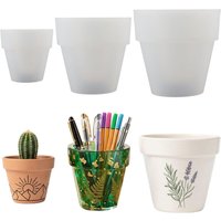 3-Piece Flower Pot Silicone Mold Set DIY 3-Size Succulent Pots Pen Holders Candle Holders and Crafts Epoxy Resin Molds