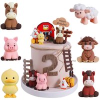 Farm Animal Theme Birthday Cake Decoration Sheep Cow Horse Pig Duck Cake Topper Baby Shower Farm Animal Party Decorations