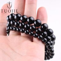 Natural 6 8 10mm Black Tourmaline Beads Bracelet Genuine Round Smooth Gemstone Beads Bracelets for Women Fashion Cheap Jewelry