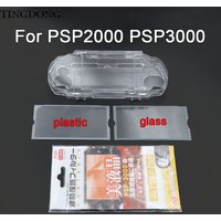 Clear Crystal Protective Case + HD Screen Protector + Plastic/Glass Lens Set For PSP2000 3000 Game Console
