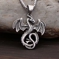 Punk Vintage Flying Dragon Pendant Necklace for Men Women Biker Stainless Steel Pterosaur Choker Necklaces Charm Jewelry Gifts