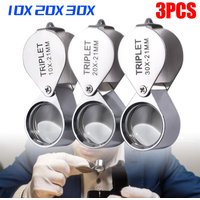 Pocket Jewelry Loupe 10x-20x-30x Jewelers Diamond Eye Magnifying Glass Magnifier Metal Tools For Coins Gems Stamps Watches