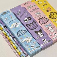 12Pcs/Box Sanrio Pencil Melody Kuromi Cinnamoroll HB Black Write Draw Pencils Primary Students Stationery School Gifts