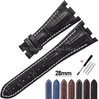 28mm Leather Watch Band for Royal Oak Offshore 26133/15500/15710/15400/15703 Strap Waterproof Bracelet Metal Buckle Wrist Band