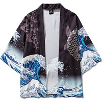 Vintage Kanagawa Wave Karpfen Print Shirt Traditionelle Haori Cosplay Kimono Frauen Männer Harajuku Japanische Mode Strickjacke Yukata