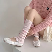 Leg Warmers Women Knitted Foot Cover Lolita Kawaii Knee Socks Ballet Style Cute Bow Sweet Girls Leg Warmers Long Socks Stockings