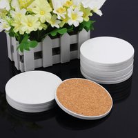 10pcs 4inch Sublimation Blank Ceramic Coasters Glazed Waterproof Round Coasters W/ Cork Backing Pads For Custom Gifts Decoration