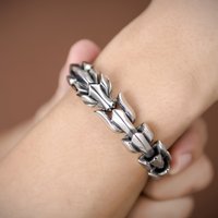 Luxury 100% S925 Sterling Silver Dragon Bracelet Punk S925 Silver Jewelry Certified Never Fade Jewelry