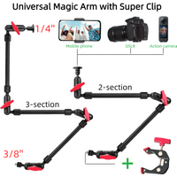 22/30inch Camera Magic Arm with Super Clip Bracket for Smartphone Camcorder Action Camera Clamp Mount Tablet Webcam Studio Kits