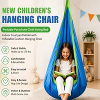 Kids Hanging Chair Portable Parachute Cloth Swing Bed Indoor Courtyard Model with Inflatable Cushion Hanging Chair Use Autism
