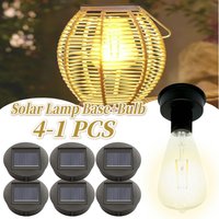 4-1PCS 8CM Solar Lamp Base with LED Bulb LED Night Light Base IP44 Waterproof Courtyard Light Base for Outdoor Camping Picnic