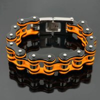 Punk Men's Orange Bicycle Bike Bracelets & Bangles Black Motorcycle Chain Bracelet Men Women Stainless Steel Biker Wrist Jewelry