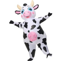 Adult Dairy Cow Inflatable Costume, Full Body Inflated Animal Blow Up Suit Fancy Dress Cosplay Halloween Costumes