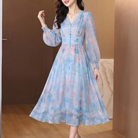 Women's Vintage Elegant Evening Prom Dress Spring Holiday Boho Hepburn Vestidos 2026 Summer Luxury Silk Floral Casual Midi Dress