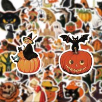 52 Pumpkin Witch Graffiti Stickers, Suitable for Journals, Laptops, Car Bumpers, Skateboards, Water Bottles, Computers, Phone Decorations, Etc