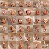 New Rose Gold Series 925 Silver Ladybug Tree of Life Love Flamingo Pendant Suitable for Bracelet DIY Fashion Jewelry Accessories