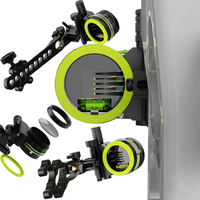 Archery 5 Pin Bow Sight 4X/6X/8X Lens CNC Machined 0.019'' Fiber Optic Adjustable RH/LH for Compound Bow Hunting Shooting Target