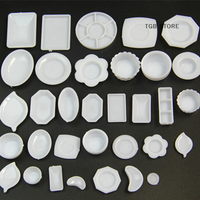 33Pcs Plastic White Plate Dishes Set Miniature Mini Dollhouse Food Tableware