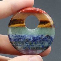 Natural Stone Seven Chakra Reiki Healing Gemstone Rainbow-Colored Assorted Charms for Jewelry Making DIY Necklaces Accessories