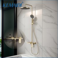 KEMAIDI Brushed Gold Shower System Bathroom Shower Faucet Set 3-way Rainfall Shower Set with Hand Shower Sprayer and Tub Mixer