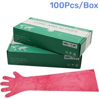 100Pcs Disposable Soft Plastic Vet Gloves Durable Disposable Farm Gloves Long Arm Veterinary Examination Rectal Examination