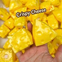 Squishy Crunchy Cheese Stress Ball Squeeze Toy Simulation Crispy Cheese Ball Fidget Toy Round Blocks Filled ASMR Anti Stress Toy