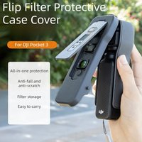 Protective Shell Cover For DJI OSMO Pocket 3 Flip Design Plastic Case with 5 Filter Slots Anti-Scratch Cover with Straps