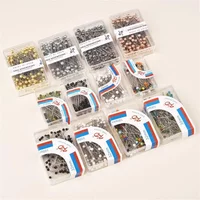 100Pcs/Box Colorful Round Pearl Head Needles Stitch Straight Push Sewing Pins for Dressmaking DIY Sewing Tools Positioning